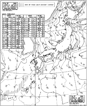 気象庁 沿岸波浪実況図 24時間予想図の解説