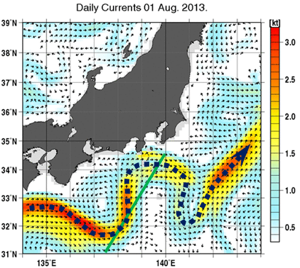 8月1日の海流分布図