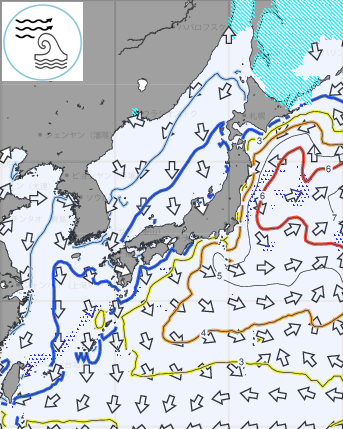 流れで波が険しくなる海域