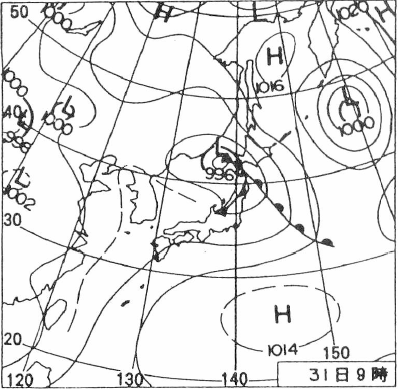 平成5年7月31日9時の天気図