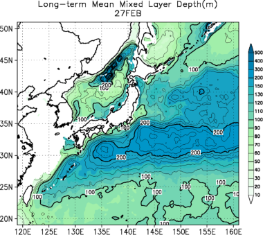 冬季表層混合層分布