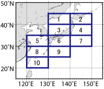海面水温時系列図の海域区分