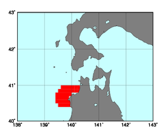 青森県日本海沿岸(114)の海域範囲の図