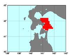 津軽海峡の東側(116)の海域範囲の図