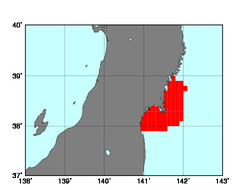 宮城県沿岸(135)の海域範囲の図