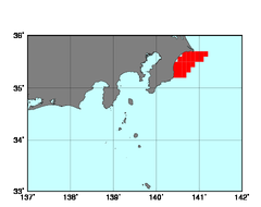 千葉県北東部沿岸(303)の海域範囲の図