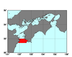 豊後水道南部(518)の海域範囲の図