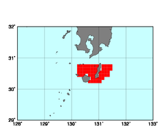 種子島・屋久島沿岸(613)の海域範囲の図