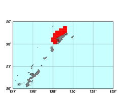 奄美群島沿岸北西部(617)の海域範囲の図