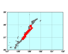 奄美群島沿岸南東部(619)の海域範囲の図
