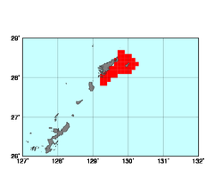 奄美群島沿岸北東部(620)の海域範囲の図