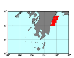 日向灘北部(622)の海域範囲の図