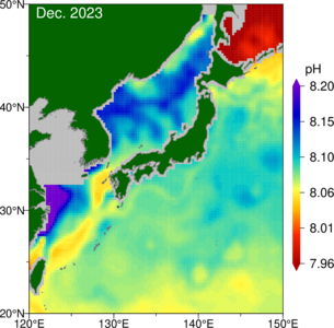 日本近海のpH分布図