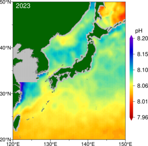 日本近海のpH分布図