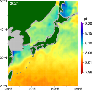 日本近海のpH分布図