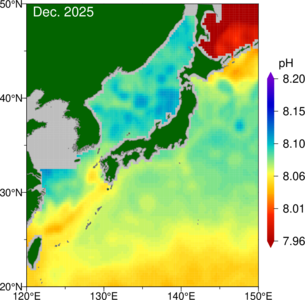 日本近海のpH分布図