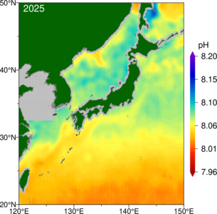 日本近海のpH分布図