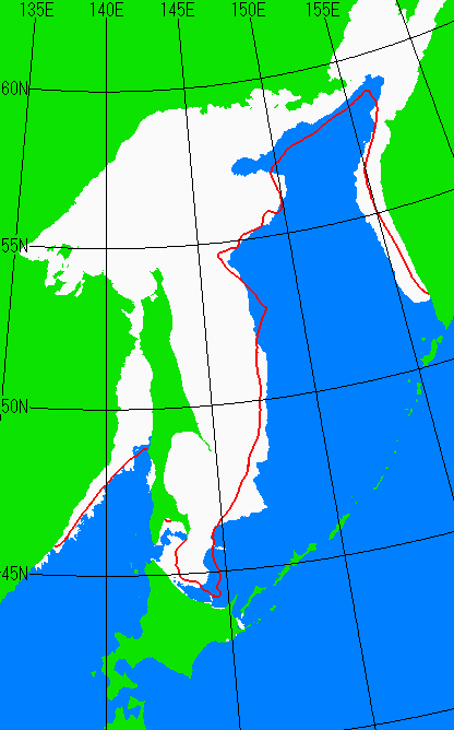 1月25日の海氷分布図