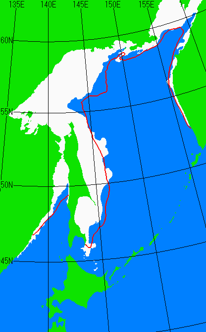 1月10日の海氷分布図