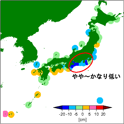 月平均潮位偏差分布