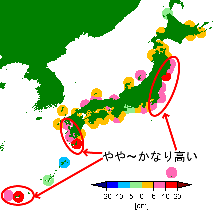 月平均潮位偏差分布