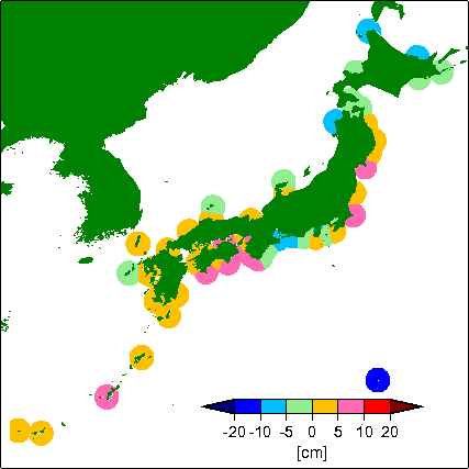 月平均潮位偏差分布
