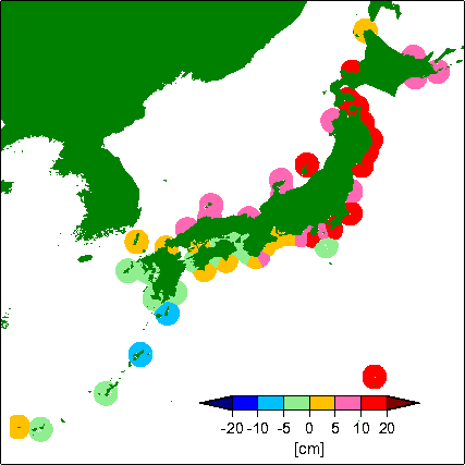 月平均潮位偏差分布