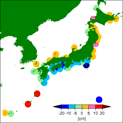 月平均潮位偏差分布