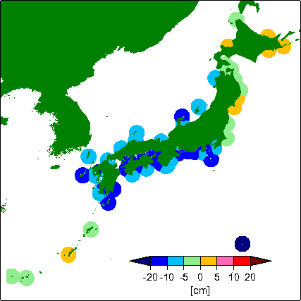 月平均潮位偏差分布