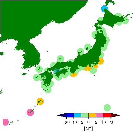 月平均潮位偏差分布