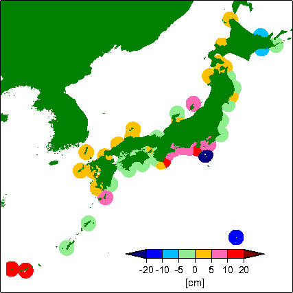 月平均潮位偏差分布