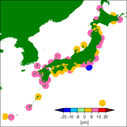 月平均潮位偏差分布
