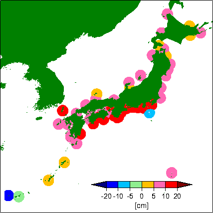 月平均潮位偏差分布