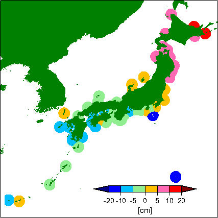 月平均潮位偏差分布