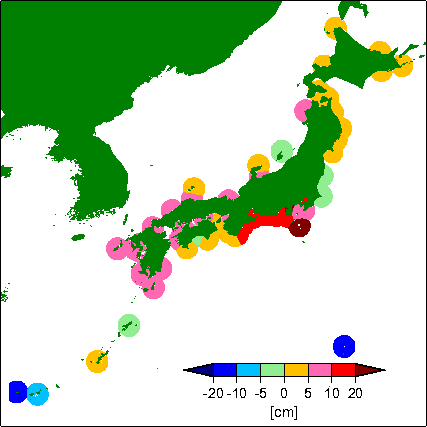 月平均潮位偏差分布