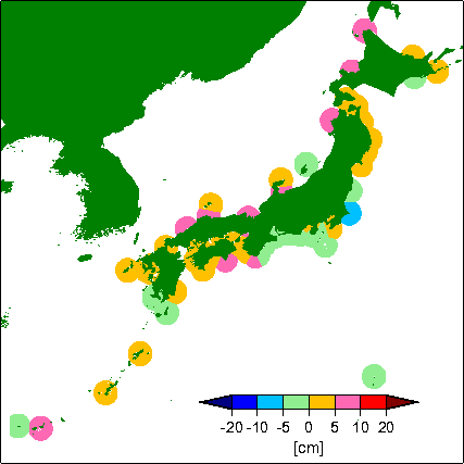 月平均潮位偏差分布