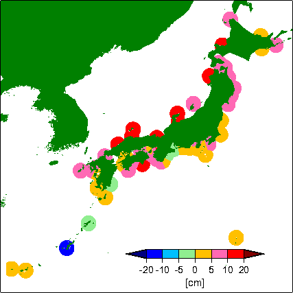 月平均潮位偏差分布