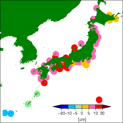月平均潮位偏差分布