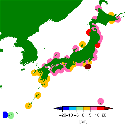 月平均潮位偏差分布