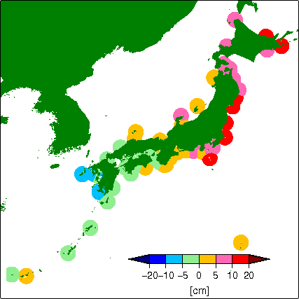 月平均潮位偏差分布
