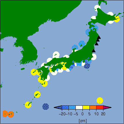 月平均潮位偏差分布