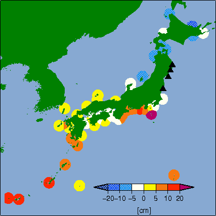 月平均潮位偏差分布