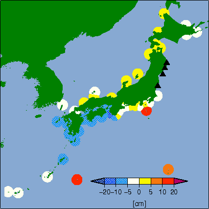月平均潮位偏差分布