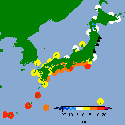 月平均潮位偏差分布