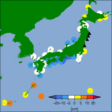月平均潮位偏差分布