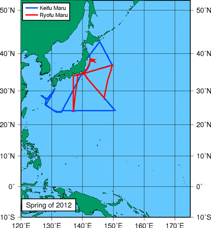 Trackline of ship