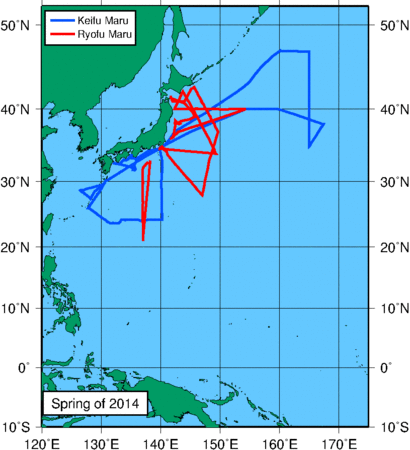 Trackline of ship