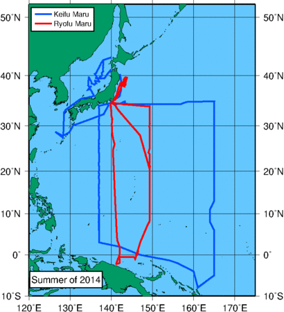 Trackline of ship