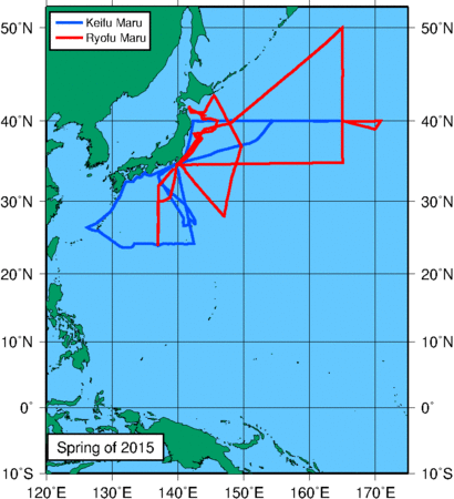 Trackline of ship