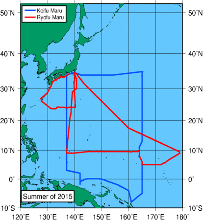 Trackline of ship